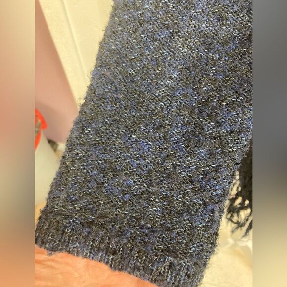 Chico's Deep Blue & Black Open Cardigan with Fringe Oversized - Picture 5 of 7